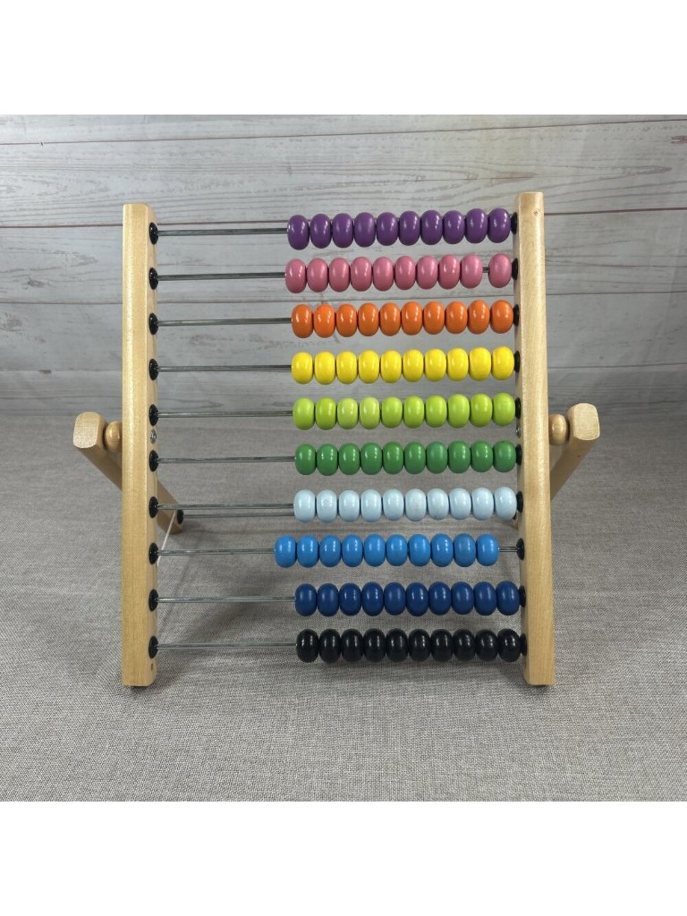 IKEA MULA Wooden Table Math Bead Counter Multi Color Foldable Abacus Toy